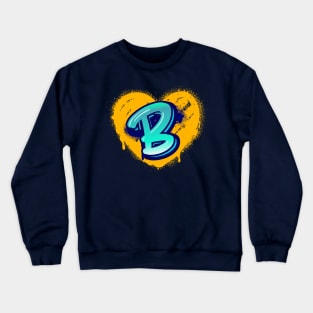 Graffiti Heart Letter B Crewneck Sweatshirt